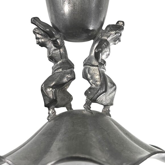 Vtg KSO Kayserzinn Pewter Art Nouveau Jugendstil Vase Women Figures P108 8.5 in - Picture 3 of 15